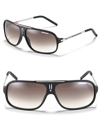 Send hearts racing in these sporty retro-inspired aviators with a matte frame and a sleek silhoutte. Send hearts racing in these sporty retro-inspired aviators with a matte frame and a sleek silhoutte.
