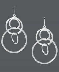 Going around in circles has never been so fun. Touch of Silver's chic earring style features four overlapping circles set in silver-plated steel with a sterling silver ear finding for sensitive ears. Approximate drop: 1-2/5 inches. Going around in circles has never been so fun. Touch of Silver's chic earring style features four overlapping circles set in silver-plated steel with a sterling silver ear finding for sensitive ears. Approximate drop: 1-2/5 inches.