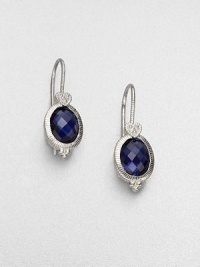 From the La Petite Collection. Faceted, rich corundum set in textured sterling silver accented with brilliant white sapphires. CorundumWhite sapphireSterling silverDrop, about .4Hook backImported From the La Petite Collection. Faceted, rich corundum set in textured sterling silver accented with brilliant white sapphires. CorundumWhite sapphireSterling silverDrop, about .4Hook backImported