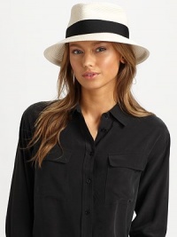 A classic silhouette in squishee straw accented with grosgrain ribbon trim.Elasticized inner band fits mostBrim, about 3 Polypropylene/rayon/polyesterSpot cleanImported A classic silhouette in squishee straw accented with grosgrain ribbon trim.Elasticized inner band fits mostBrim, about 3 Polypropylene/rayon/polyesterSpot cleanImported