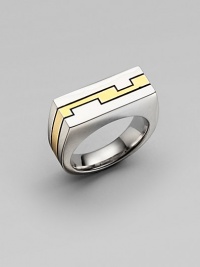 From the Nile Collection. A sleek, square-edged silhouette in sterling silver with a linear zigzag goldplated stripe.Sterling silverGoldplatedWidth, about ¾Imported From the Nile Collection. A sleek, square-edged silhouette in sterling silver with a linear zigzag goldplated stripe.Sterling silverGoldplatedWidth, about ¾Imported
