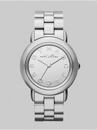 Smart and chic style with a mirror dial for added shine. Quartz movement Water resistant to 5 ATM Round stainless steel case, 36mm (1.4) Silver mirror logo dial Second hand Stainless steel link bracelet, 18mm wide (0.7) Imported Smart and chic style with a mirror dial for added shine. Quartz movement Water resistant to 5 ATM Round stainless steel case, 36mm (1.4) Silver mirror logo dial Second hand Stainless steel link bracelet, 18mm wide (0.7) Imported
