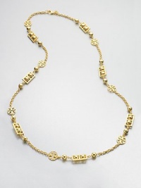 An iconic Tory Burch necklace offering timeless charm and style versatility.16k goldplated brassLength, about 42Lobster claspImported An iconic Tory Burch necklace offering timeless charm and style versatility.16k goldplated brassLength, about 42Lobster claspImported