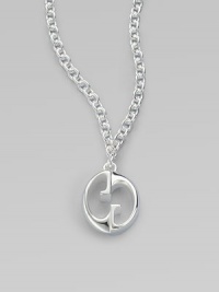 From the Gucci 1973 Collection. A simply chic design with an iconic GG pendant on a sleek link chain. Sterling silverLength, about 19½ to 21½ adjustablePendant size, about ¾Lobster clasp closureMade in Italy From the Gucci 1973 Collection. A simply chic design with an iconic GG pendant on a sleek link chain. Sterling silverLength, about 19½ to 21½ adjustablePendant size, about ¾Lobster clasp closureMade in Italy