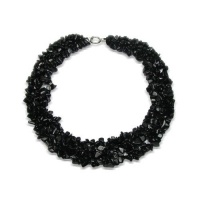 Bling Jewelry Onyx Chips Black Bib Gemstone Necklace Bling Jewelry Onyx Chips Black Bib Gemstone Necklace