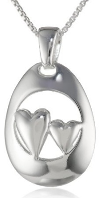 Sterling Silver Sisters Double Heart Pendant Necklace, 18 Sterling Silver Sisters Double Heart Pendant Necklace, 18