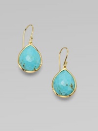 From the Rock Candy Collection. At once elegant and earthy, teardrops of sparkling turquoise are richly framed in 18k gold.Turquoise 18k gold Length, about 1¼ Ear wire Imported From the Rock Candy Collection. At once elegant and earthy, teardrops of sparkling turquoise are richly framed in 18k gold.Turquoise 18k gold Length, about 1¼ Ear wire Imported