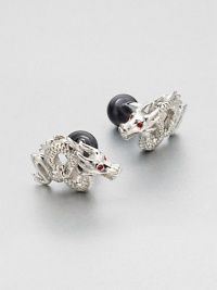 A call of the wild gets a touch of shine with Swarovski crystal accent. Highly-polished finish Rhodium-plated metal Made in United Kingdom A call of the wild gets a touch of shine with Swarovski crystal accent. Highly-polished finish Rhodium-plated metal Made in United Kingdom