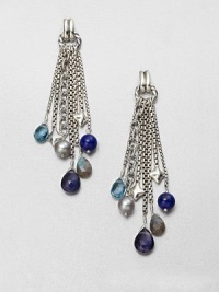 From the Bijoux Collection. Lapis, labradorite and freshwater pearls on sterling silver chains makes for a pretty style with plenty of movement. Lapis, labradorite and freshwater pearlsSterling silverDrop, about 3Post backImported From the Bijoux Collection. Lapis, labradorite and freshwater pearls on sterling silver chains makes for a pretty style with plenty of movement. Lapis, labradorite and freshwater pearlsSterling silverDrop, about 3Post backImported