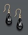 Delight in divine inspiration. A faceted teardrop-shaped onyx (23-1/3 mm) by Effy Collection is complemented perfectly by a rich 14k gold setting. Approximate drop: 1-1/2 inches.