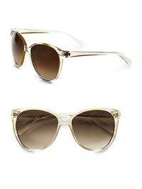 A retro-chic style in lightweight acetate with logo accented hinges. Available in sheer mustard with smoke gradient lens, smoke with grey gradient lens, orange with brown gradient lens or tortoise with brown gradient lens. Logo accented hinges100% UV protectionImported A retro-chic style in lightweight acetate with logo accented hinges. Available in sheer mustard with smoke gradient lens, smoke with grey gradient lens, orange with brown gradient lens or tortoise with brown gradient lens. Logo accented hinges100% UV protectionImported