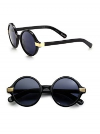 A retro frame in glossy, hand-crafted acetate accented with metal end-pieces. Available in shiny black with blue lens. Metal end-pieces100% UV protectionImported A retro frame in glossy, hand-crafted acetate accented with metal end-pieces. Available in shiny black with blue lens. Metal end-pieces100% UV protectionImported