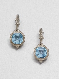 From the Estate Collection. Beautifully faceted blue topaz stones set in intricately designed, sterling silver accented with dazzling white sapphires. Blue topazWhite sapphiresSterling silverDrop, about 1.1Post backImported From the Estate Collection. Beautifully faceted blue topaz stones set in intricately designed, sterling silver accented with dazzling white sapphires. Blue topazWhite sapphiresSterling silverDrop, about 1.1Post backImported