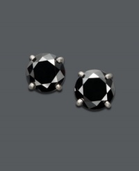 A bold pop of sparkle perfect for any occasion! Round-cut black diamonds (2 ct. t.w.) make any look dynamic. Crafted in 14k white gold. Approximate diameter: 1/5 inch. A bold pop of sparkle perfect for any occasion! Round-cut black diamonds (2 ct. t.w.) make any look dynamic. Crafted in 14k white gold. Approximate diameter: 1/5 inch.