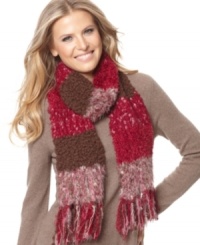 Block out the cold with this textural scarf by Cejon in a warm, fuzzy knit. Block out the cold with this textural scarf by Cejon in a warm, fuzzy knit.