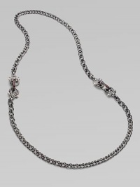 From the Jewels Verne Collection. A bold woven chain of sterling silver with a black rhodium finish has pretty filigree links with red garnet and goldplated accents.Red garnetBlack rhodium-plated sterling silver and rose goldplated sterling silverLength, about 26Imported From the Jewels Verne Collection. A bold woven chain of sterling silver with a black rhodium finish has pretty filigree links with red garnet and goldplated accents.Red garnetBlack rhodium-plated sterling silver and rose goldplated sterling silverLength, about 26Imported
