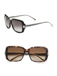 From the Waverly Collection. Chic square frame with sleek Waverly temple. Available in black palladium with electroplated accents and smoke double gradiant lens, or tortoise with 22k gold electroplated accents and brown double gradient lens. 100% UVA/UVB protection Imported From the Waverly Collection. Chic square frame with sleek Waverly temple. Available in black palladium with electroplated accents and smoke double gradiant lens, or tortoise with 22k gold electroplated accents and brown double gradient lens. 100% UVA/UVB protection Imported
