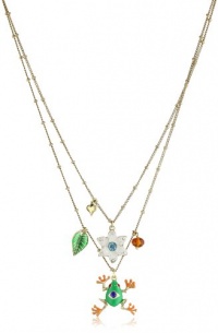 Betsey Johnson Eye of the Tiger Frog Two-Row Necklace Betsey Johnson Eye of the Tiger Frog Two-Row Necklace