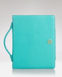 A poised and practical way to store the iPad, this Tory Burch case is styled in luxe Saffiano leather, finished with a subtle logo plaque. A poised and practical way to store the iPad, this Tory Burch case is styled in luxe Saffiano leather, finished with a subtle logo plaque.