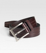 Rich calfskin leather is detailed with double stitching and a silvertone buckle. About 1½ wide Imported