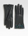 Nappa leather with Swarovski crystal details. LeatherSwarovski crystalsLength, about 8.5Fully linedMade in Italy