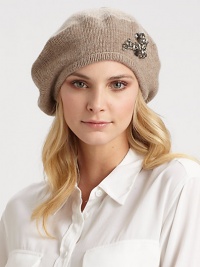 EXCLUSIVELY AT SAKS.COM. A slouchy, wool blend knit is given a feminine update with crystal embellishment.40% polyester/28% nylon/17% wool/10% angora/5% cashmere16 circumferenceDry cleanImported