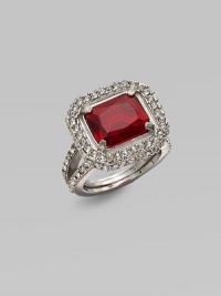 A bold and stunning piece with pavé stones and a split shank. Glass stonesSilvertoneWidth, about ½Imported A bold and stunning piece with pavé stones and a split shank. Glass stonesSilvertoneWidth, about ½Imported