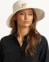 Chic sun protection in a packable squishee style with banded grosgrain ribbon trim and medium sized brim. Brim, about 4Rayon/polypropylene/polyesterSpot cleanImported