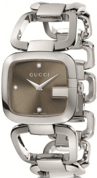 Gucci Women's YA125401 G-Gucci Medium Diamond Brown Dial Steel Watch Gucci Women's YA125401 G-Gucci Medium Diamond Brown Dial Steel Watch