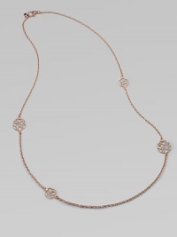 Delicate filigree-inspired stations on a link chain, all in warm 18k rose gold. 18k rose goldLength, about 27Lobster clasp closureMade in Italy Delicate filigree-inspired stations on a link chain, all in warm 18k rose gold. 18k rose goldLength, about 27Lobster clasp closureMade in Italy
