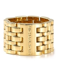Michael Kors gleaming watch link style ring boasts modern style. Michael Kors gleaming watch link style ring boasts modern style.