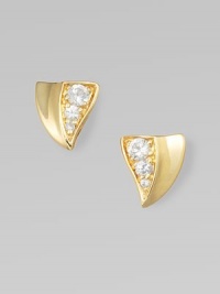 From the Thorn Collection. Triangular, thorn-shaped studs of glowing, goldplated sterling silver have a concave profile on one side and sparkling white sapphires on the other.White sapphire18k goldplated sterling silverLength, about ½Post backImported