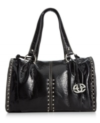 Whether your dashing to the office or dining downtown, this studded satchel from Red by Marc Ecko makes a serious style statement. Spacious and pocket-lined, it's poised for whatever the day demands. Whether your dashing to the office or dining downtown, this studded satchel from Red by Marc Ecko makes a serious style statement. Spacious and pocket-lined, it's poised for whatever the day demands.