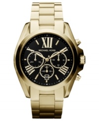 Black and gold creates a luxe timepiece from Michael Kors' Bradshaw collection. Black and gold creates a luxe timepiece from Michael Kors' Bradshaw collection.