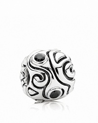 Swirling lines and bezel-set black cubic zirconia stones make this sterling silver PANDORA charm bewitching. Swirling lines and bezel-set black cubic zirconia stones make this sterling silver PANDORA charm bewitching.