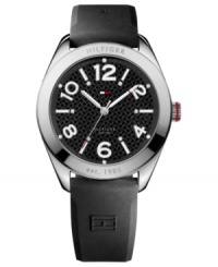 A sporty black silicone watch with touches of sophistication from Tommy Hilfiger. A sporty black silicone watch with touches of sophistication from Tommy Hilfiger.