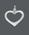A single heart adds a stylish touch of romance. Rembrandt charm features an open-cut heart in sterling silver. Approximate drop: 5/8 inch.