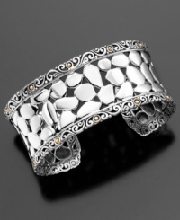 Appealing openwork and modern design add appeal to this wear-everywhere cuff bracelet from Balissima by Effy Collection. Crafted in sterling silver with 18k gold accents. Approximate diameter: 2-1/4 inches. Appealing openwork and modern design add appeal to this wear-everywhere cuff bracelet from Balissima by Effy Collection. Crafted in sterling silver with 18k gold accents. Approximate diameter: 2-1/4 inches.