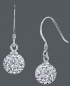 Gleam and shimmer even at your most casual with these sterling silver drop earrings from Unwritten. Each sterling silver ball is donned with pave-set crystals to refract light with sheer brilliance. Approximate drop: 9/10 inch.
