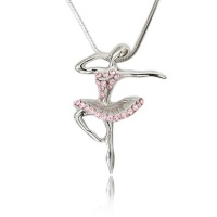 Pink Crystal Dancer Ballerina Charm Pendant Necklace Fashion Jewelry Pink Crystal Dancer Ballerina Charm Pendant Necklace Fashion Jewelry
