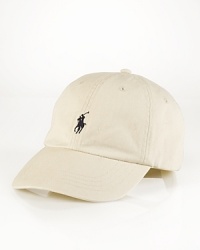 A classic baseball cap in durable cotton chino twill is embroidered with Ralph Lauren's signature pony for an iconic finish. A classic baseball cap in durable cotton chino twill is embroidered with Ralph Lauren's signature pony for an iconic finish.