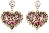 Betsey Johnson Lovely Leopard Pink Heart Drop Earrings Betsey Johnson Lovely Leopard Pink Heart Drop Earrings