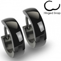 Pair of 316L Stainless Steel Plain Black Huggie Hoop Earrings; Comes With Free Gift Box Pair of 316L Stainless Steel Plain Black Huggie Hoop Earrings; Comes With Free Gift Box