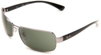 Ray-Ban RB3379 Double Bridge Wrap Sunglasses 64 mm, Non-Polarized, Pewter/Green Ray-Ban RB3379 Double Bridge Wrap Sunglasses 64 mm, Non-Polarized, Pewter/Green