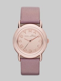 Smart and chic style with leather strap. Quartz movement Water resistant to 5 ATM Round ion-plated rose gold stainless steel case, 33mm (1.3) Rose gold mirror logo dial Second hand Metallic blush leather strap, 18mm wide (0.7) Imported Smart and chic style with leather strap. Quartz movement Water resistant to 5 ATM Round ion-plated rose gold stainless steel case, 33mm (1.3) Rose gold mirror logo dial Second hand Metallic blush leather strap, 18mm wide (0.7) Imported