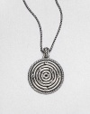 This bold box chain of oxidized sterling silver holds a dramatic pendant in a stunning swirl design that combines ancient patterns with modern elegance.Sterling silverLength, about 21Lobster clasp closureImported