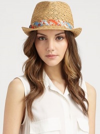 Classic structure and hand-woven straw gets colorful with a contrasting fabric band.Paper strawFabric band: 75% cotton/25% silkSnap brim, about 2Imported Classic structure and hand-woven straw gets colorful with a contrasting fabric band.Paper strawFabric band: 75% cotton/25% silkSnap brim, about 2Imported