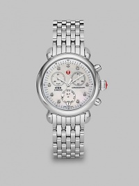 From the CSX Collection. A dazzling diamond accented design with a technical chronograph dial on a stainless steel bracelet.Quartz movementWater resistant to 5 ATMRound stainless steel case, 36mm (1.4)Diamond accented bezel and markers, .64 tcwMother-of-pearl chronograph dialDate function at 6 o'clockSecond handStainless steel link braceletImported From the CSX Collection. A dazzling diamond accented design with a technical chronograph dial on a stainless steel bracelet.Quartz movementWater resistant to 5 ATMRound stainless steel case, 36mm (1.4)Diamond accented bezel and markers, .64 tcwMother-of-pearl chronograph dialDate function at 6 o'clockSecond handStainless steel link braceletImported
