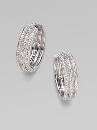 EXCLUSIVELY AT SAKS. A simple yet shimmering design offering three elegant rows of pavé crystal.Crystal Rhodium plated Diameter, about 1 Post-and-hinge back Imported EXCLUSIVELY AT SAKS. A simple yet shimmering design offering three elegant rows of pavé crystal.Crystal Rhodium plated Diameter, about 1 Post-and-hinge back Imported