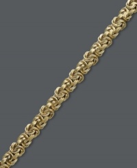 Luxurious links. This simple chain bracelet adds shimmer and shine. Crafted in 14k gold with a small Byzantine link. Approximate length: 7-1/2 inches. Luxurious links. This simple chain bracelet adds shimmer and shine. Crafted in 14k gold with a small Byzantine link. Approximate length: 7-1/2 inches.